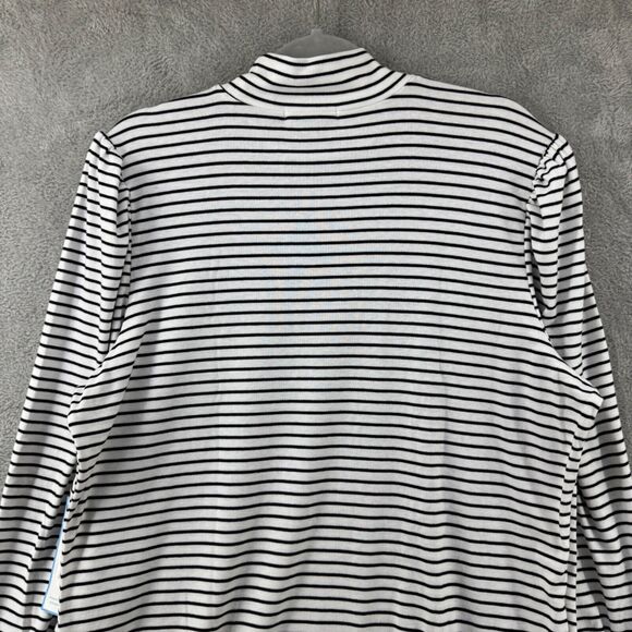 Draper James Top Womens XXL White Black Striped Mock Neck Long Puff Sleeve New - Picture 9 of 16